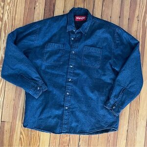Wrangler Indigo Denim Button-Front Shirt quilt lined work wear size large